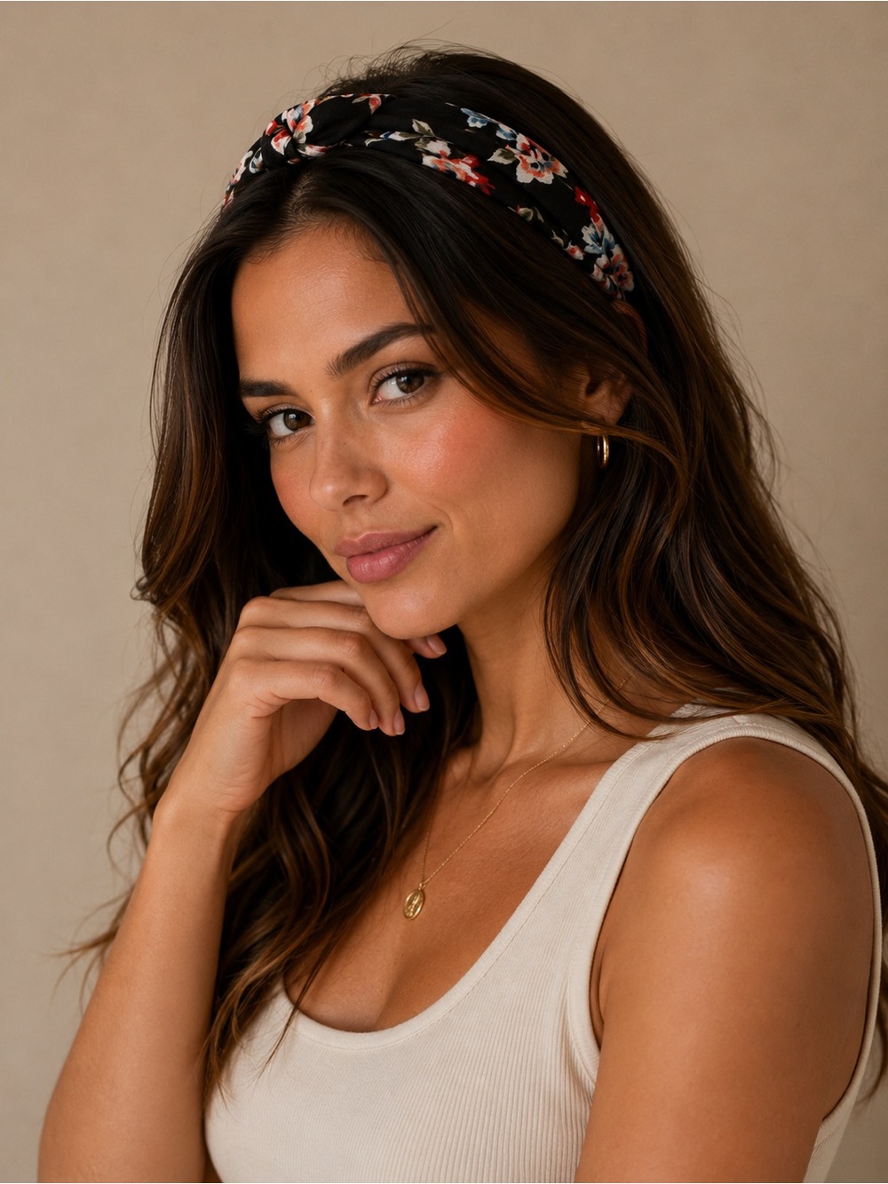 Forever 21 Black Floral Knotted Headband